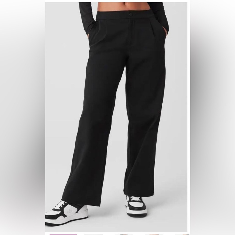 Alo Yoga Road Trip Pant, Black, Wide-Leg Pants Size L - Picture 2 of 5